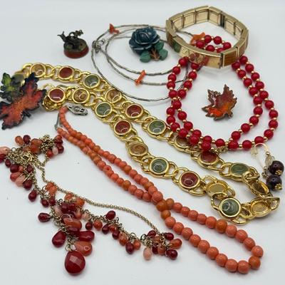 LOT 219J: Collection of Necklaces & More in Autumn Tones
