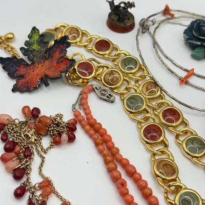 LOT 219J: Collection of Necklaces & More in Autumn Tones