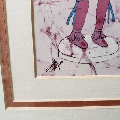 LOT 221Z: Art Collection; Ice Skating on River Pond and Native American Batik Art