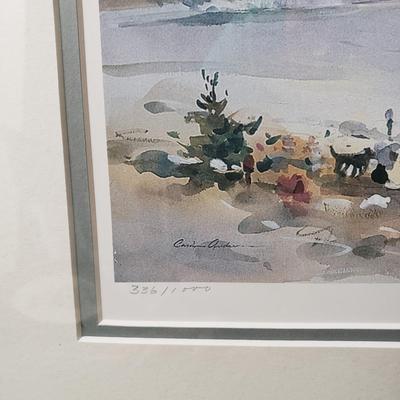 LOT 221Z: Art Collection; Ice Skating on River Pond and Native American Batik Art