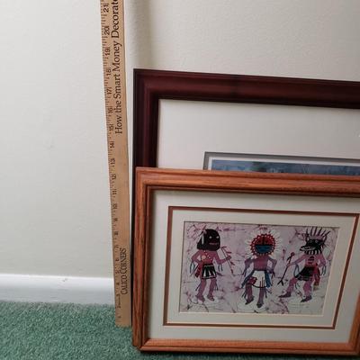 LOT 221Z: Art Collection; Ice Skating on River Pond and Native American Batik Art