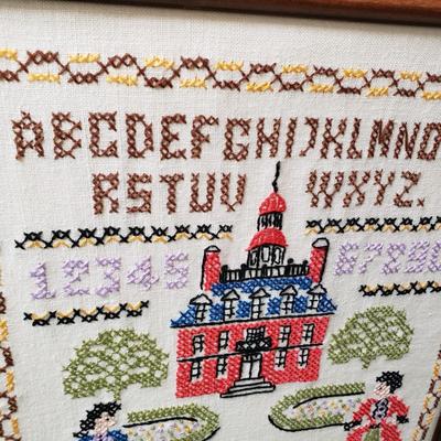 LOT 223Z: Vintage Crewel and Embroidery Framed Work