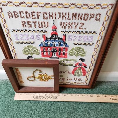 LOT 223Z: Vintage Crewel and Embroidery Framed Work