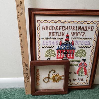LOT 223Z: Vintage Crewel and Embroidery Framed Work