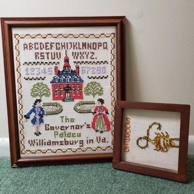 LOT 223Z: Vintage Crewel and Embroidery Framed Work