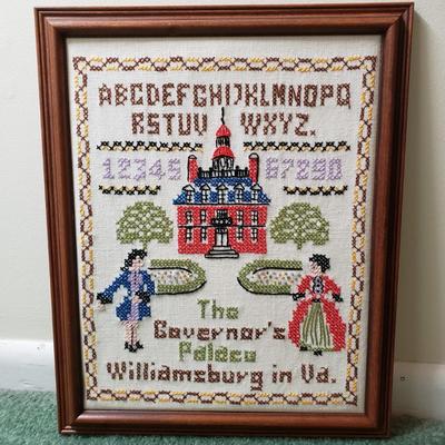 LOT 223Z: Vintage Crewel and Embroidery Framed Work