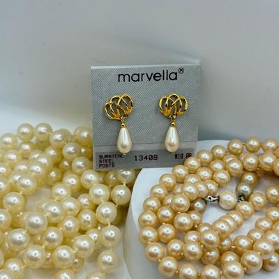 LOT 247J: NWT Marbella Drop Earrings & “Pearl” Necklaces