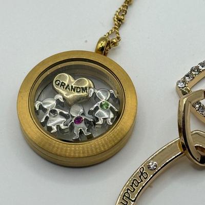 LOT 248J: Grandma Necklaces: Linked Hearts & Origami Owl
