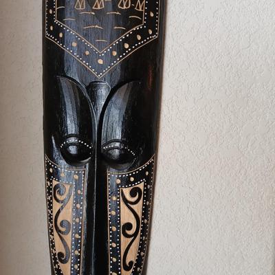 Hand-Carved Indonesian Tribal Mask Wall Art – Giraffe Motif