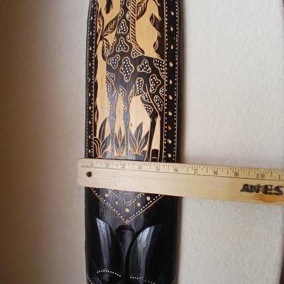 Hand-Carved Indonesian Tribal Mask Wall Art – Giraffe Motif