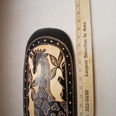 Hand-Carved Indonesian Tribal Mask Wall Art – Giraffe Motif