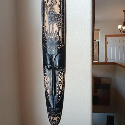 Hand-Carved Indonesian Tribal Mask Wall Art – Giraffe Motif