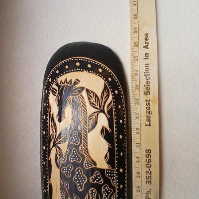 Hand-Carved Indonesian Tribal Mask Wall Art – Giraffe Motif