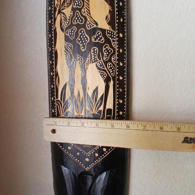 Hand-Carved Indonesian Tribal Mask Wall Art – Giraffe Motif