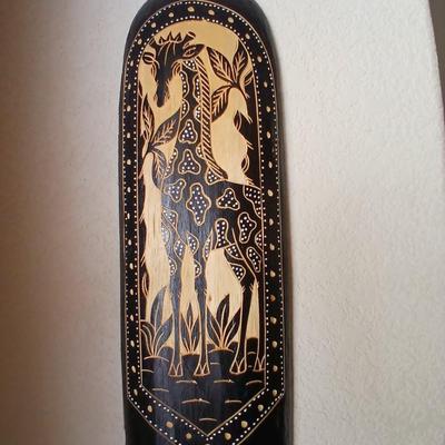 Hand-Carved Indonesian Tribal Mask Wall Art – Giraffe Motif