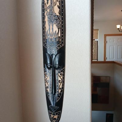 Hand-Carved Indonesian Tribal Mask Wall Art – Giraffe Motif