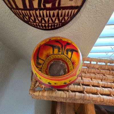 African Safari Decor Lot – Gourd Wall Art & Tealight Holder