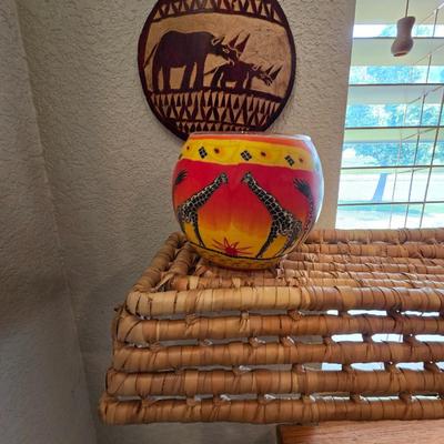 African Safari Decor Lot – Gourd Wall Art & Tealight Holder