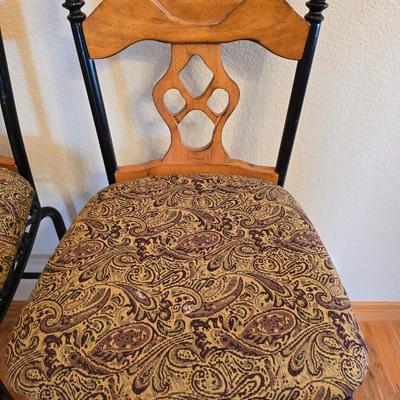 Ashley Furniture D524-130 Rustic Oak & Metal Bar Stools –Pair of Upholstered Bar Stools – Wood & Metal Frame with Paisley Seats