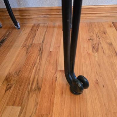 Ashley Furniture D524-130 Rustic Oak & Metal Bar Stools –Pair of Upholstered Bar Stools – Wood & Metal Frame with Paisley Seats