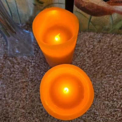 3-Piece Poppy Canvas Wall Art Set with vase of Faux Poppies and Battery-operated WORKING candles