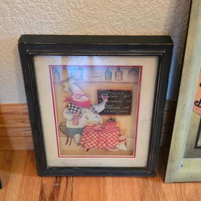 Framed Italian Chef Kitchen Wall Art – and metal tray
