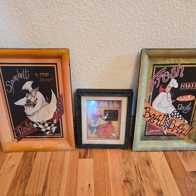 Framed Italian Chef Kitchen Wall Art – and metal tray