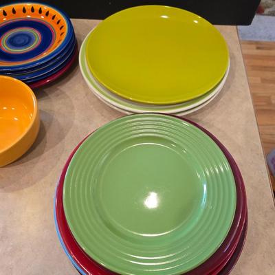 Lot of Colorful Stoneware Dishes – Plates & Bowls