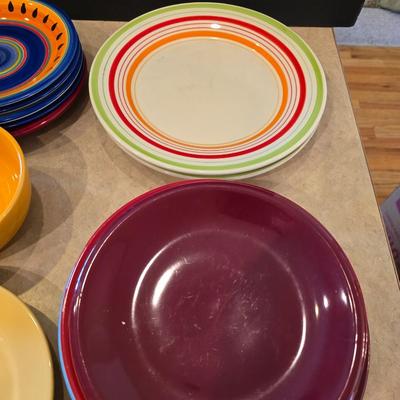 Lot of Colorful Stoneware Dishes – Plates & Bowls
