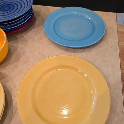Lot of Colorful Stoneware Dishes – Plates & Bowls