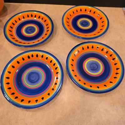 Lot of Colorful Stoneware Dishes – Plates & Bowls