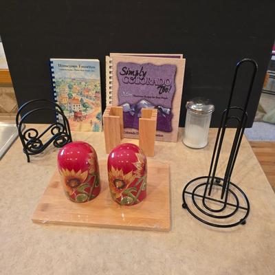 Kitchen Essentials Lot – Cookbooks, Sunflower Canisters, and More