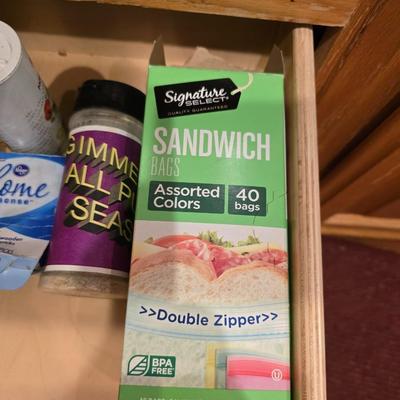 Kitchen Essentials Drawer Lot – Food Wraps, Seasonings & Supplies