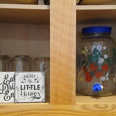 Kitchen Cabinet Lot – Glasses, Pitchers & Coasters
