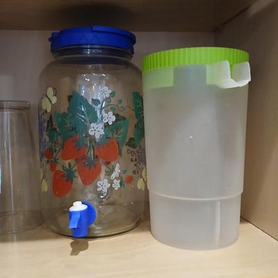 Kitchen Cabinet Lot – Glasses, Pitchers & Coasters