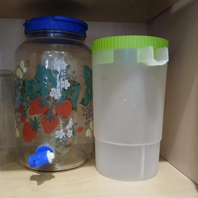 Kitchen Cabinet Lot – Glasses, Pitchers & Coasters