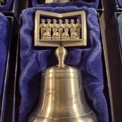 Crown & Rose Pewter 12 Days of Christmas Bells- Complete Set with Boxes