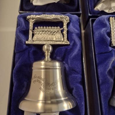 Crown & Rose Pewter 12 Days of Christmas Bells- Complete Set with Boxes