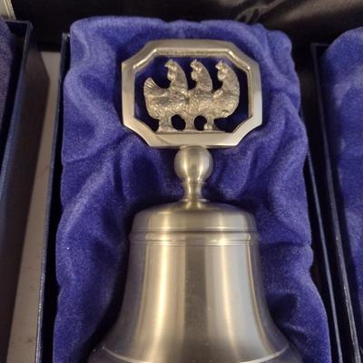 Crown & Rose Pewter 12 Days of Christmas Bells- Complete Set with Boxes