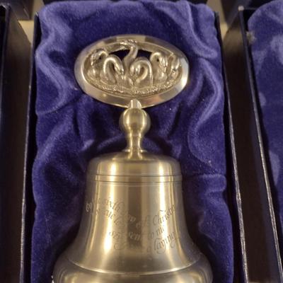 Crown & Rose Pewter 12 Days of Christmas Bells- Complete Set with Boxes