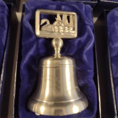 Crown & Rose Pewter 12 Days of Christmas Bells- Complete Set with Boxes