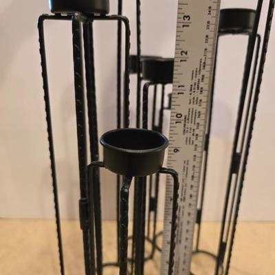 Modern Black adjustable Metal Candleholder Set with Tea Lights