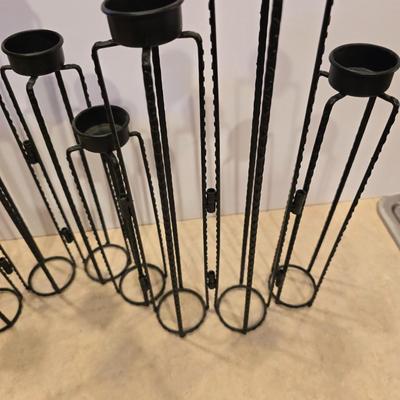 Modern Black adjustable Metal Candleholder Set with Tea Lights