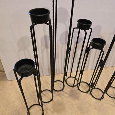 Modern Black adjustable Metal Candleholder Set with Tea Lights