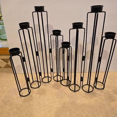 Modern Black adjustable Metal Candleholder Set with Tea Lights