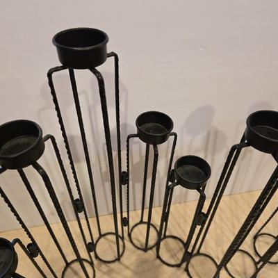 Modern Black adjustable Metal Candleholder Set with Tea Lights