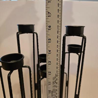 Modern Black adjustable Metal Candleholder Set with Tea Lights