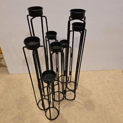 Modern Black adjustable Metal Candleholder Set with Tea Lights