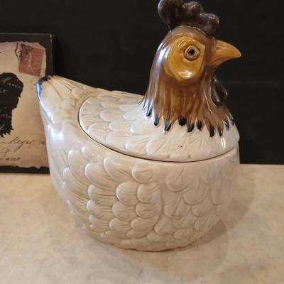 Farmhouse Rooster Wall Art & Ceramic Hen Cookie Jar