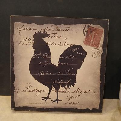Farmhouse Rooster Wall Art & Ceramic Hen Cookie Jar